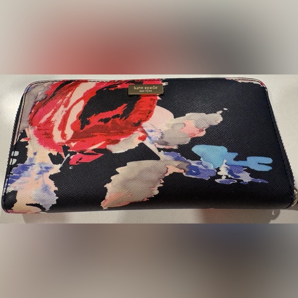 Kate Spade Black and Red Floral Clutch - Picture 1 of 7